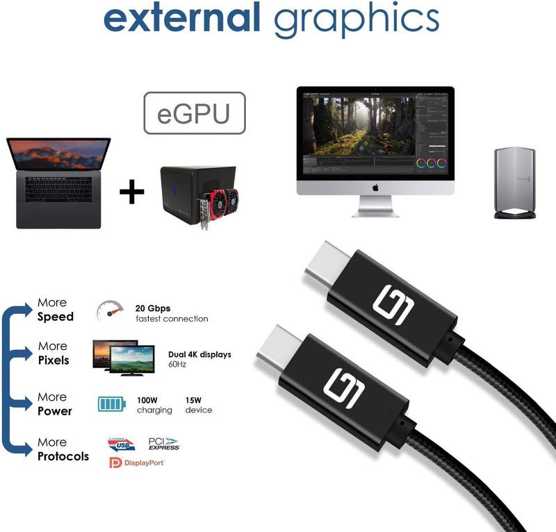 Compact 1.6ft USB-C Cable, 40Gbps SuperSpeed with Fast Charging Capabilities gallery