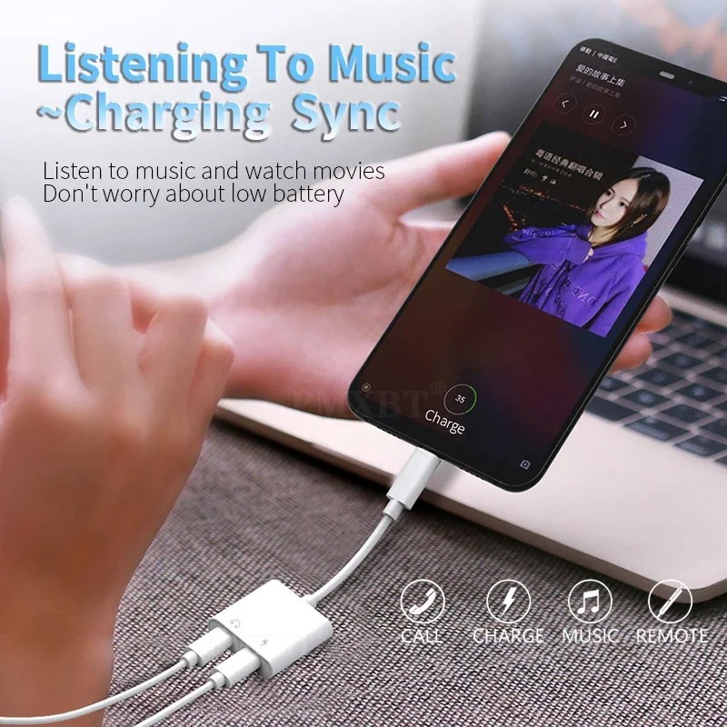 USB Type C to 3.5mm Aux Audio Jack Adapter 2-in-1 Charging Cable Cord Splitter gallery