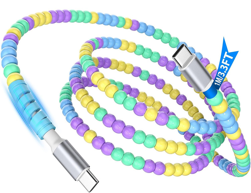 USB C Cable Beaded 3FT 60W Fast Charger Cable for Samsung S26 Ultra S25 A17 A16 gallery