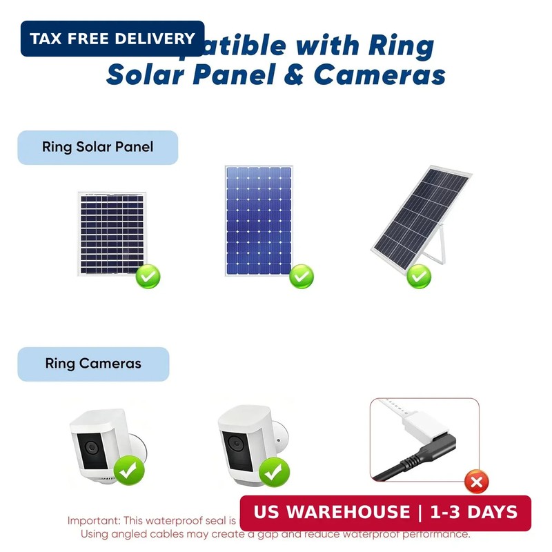 USB C Extension Cable 10ft for Ring Solar Panel & Camera, 45W Charging Waterproo gallery
