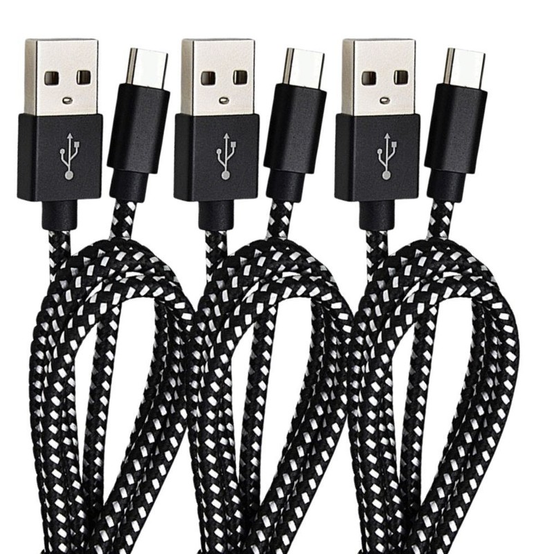3/6Pack Braided USB C Type-C Fast Charging Data SYNC Charger Cable Cord 10FT Lot