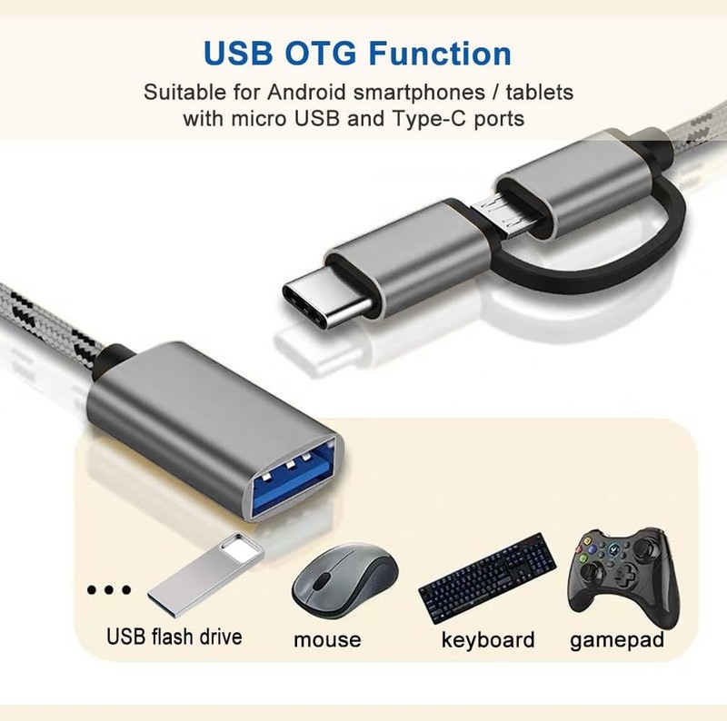 2-in-1 USB C/Micro USB to USB Adapter, USB to USB C OTG Adapter Cable Compatible gallery