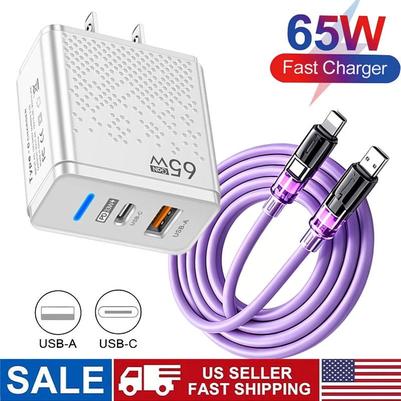 65W Super Fast Charging USB Type C Wall Charger For Samsung iPhone Android Phone gallery