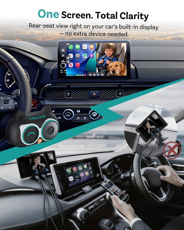 Cabin Care Car Adapter with Baby Car Camera, Wireless CarPlay Display on CarS... gallery