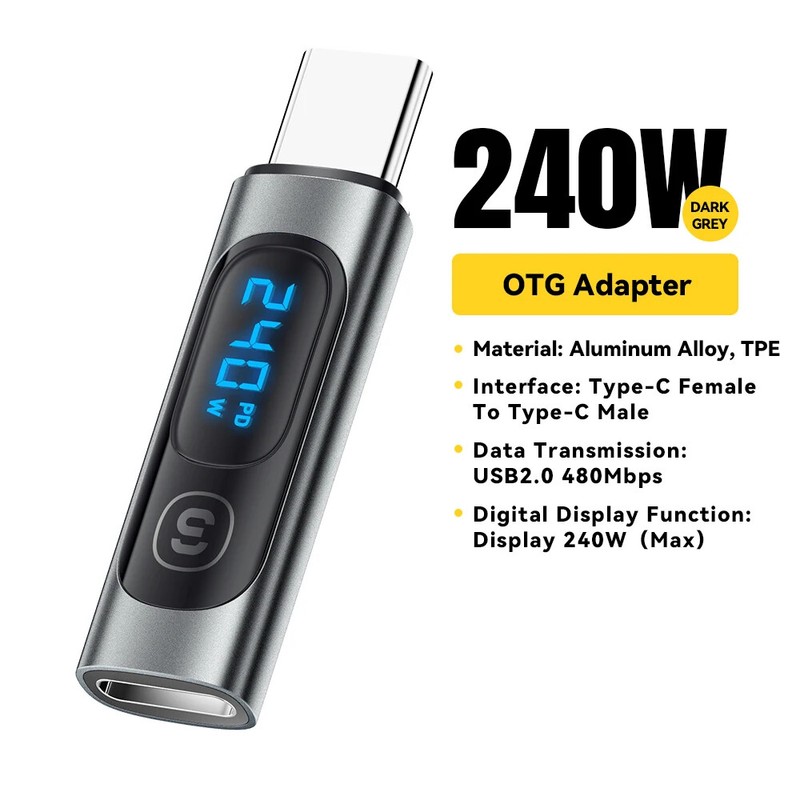 2PCS USB C 3.0 OTG Adapter Type C To Type C PD 240W Digital Display For Macbook gallery