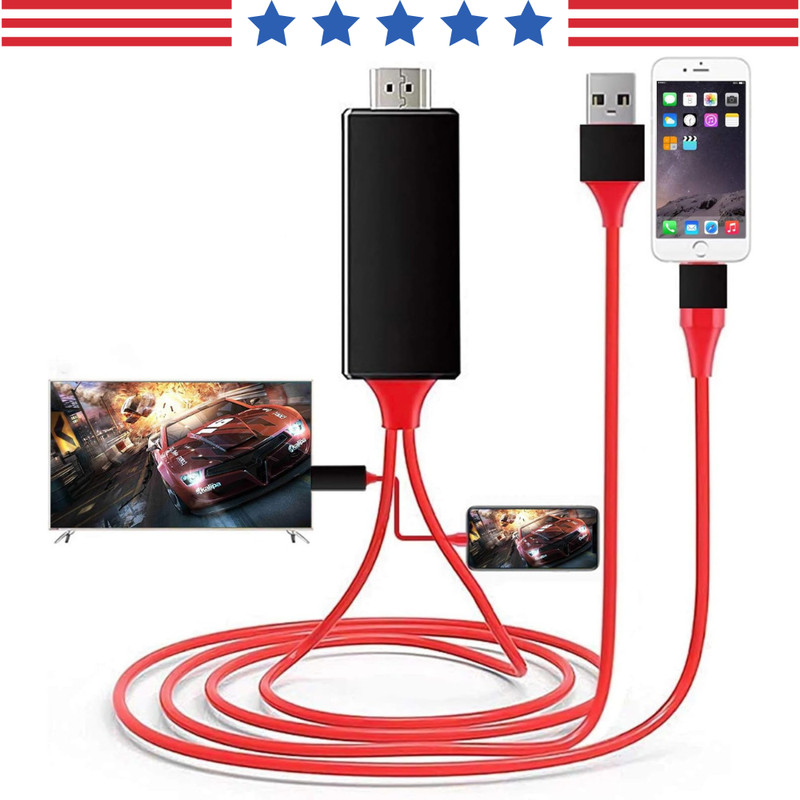 HDMI AV HDTV Mirroring Cable Adapter For iPhone 7 8 X 11 12 13 14 Pro Max Plus