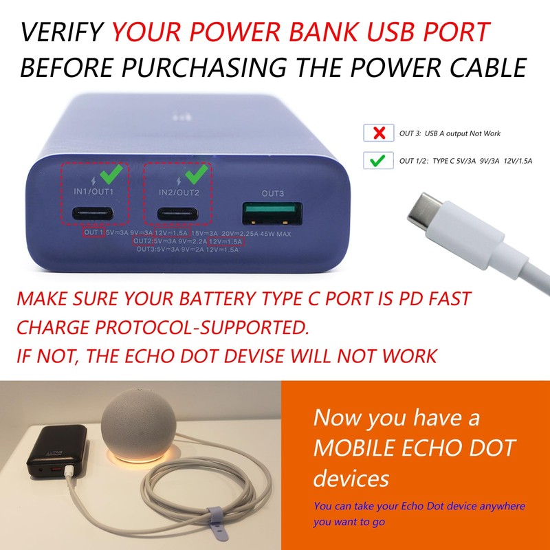USB C Charger Cable for Echo Dot 3rd/4th Gen Echo Dot 3rd/4th Gen with Clock ... gallery