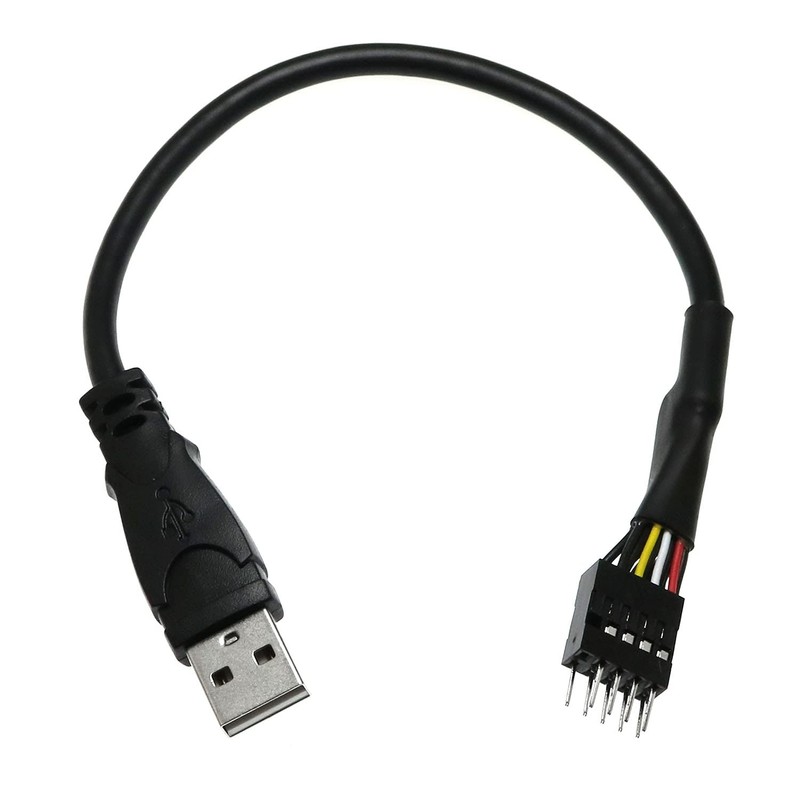 Black 9-Pin USB IDC Header to Single USB 2.0 A Cable 7.8 Inches