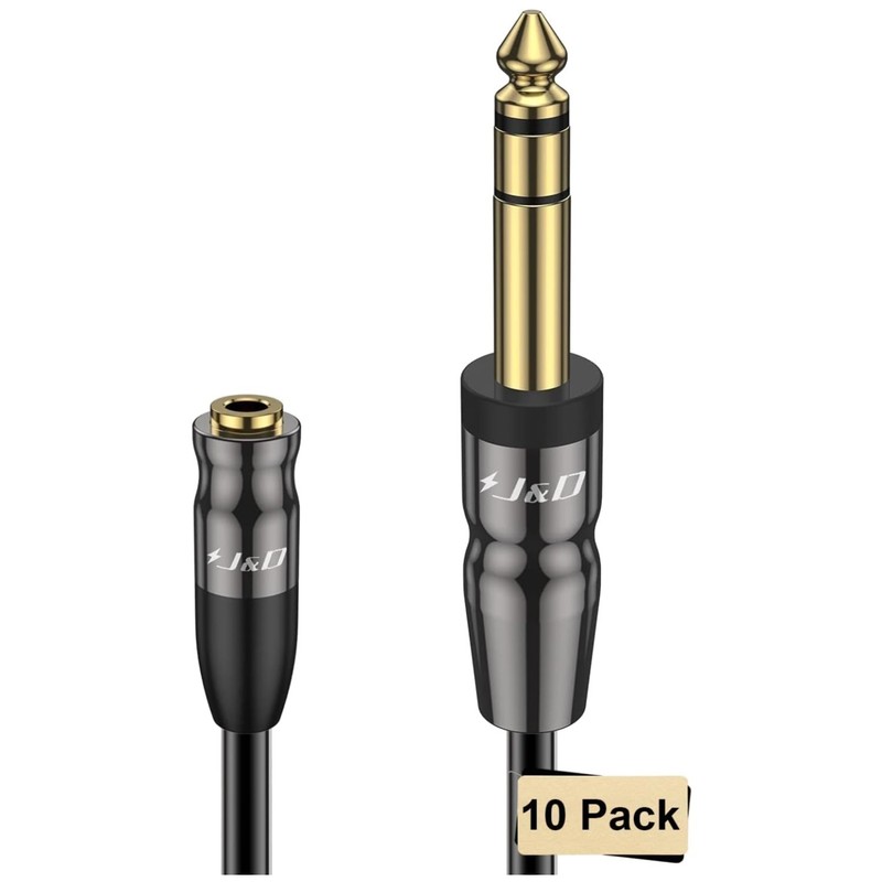 Durable Copper Shell 3.5mm Male to Female Adapter 10 Pack