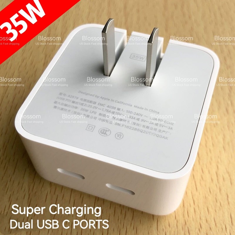 Dual USB C Super Fast Charger 35W PD Type C Adapter For iPhone 17 16 15 14 13 12