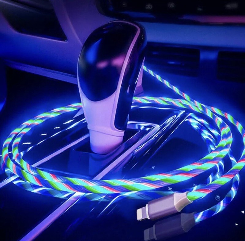 New LED Light Up Flowing Magnetic Fast Charging Charger Cable Cord Micro Type-C gallery