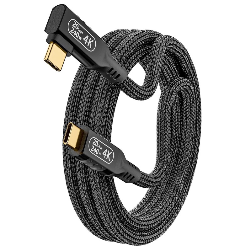 240W USB C to USB C Cable, 10ft Long - Right Angle Design for Gaming & Media gallery