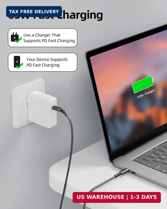 Short USB C to C Cable 0.5FT 3Pack, 6inch USB-C 60W Fast Charging Cords for iPho gallery