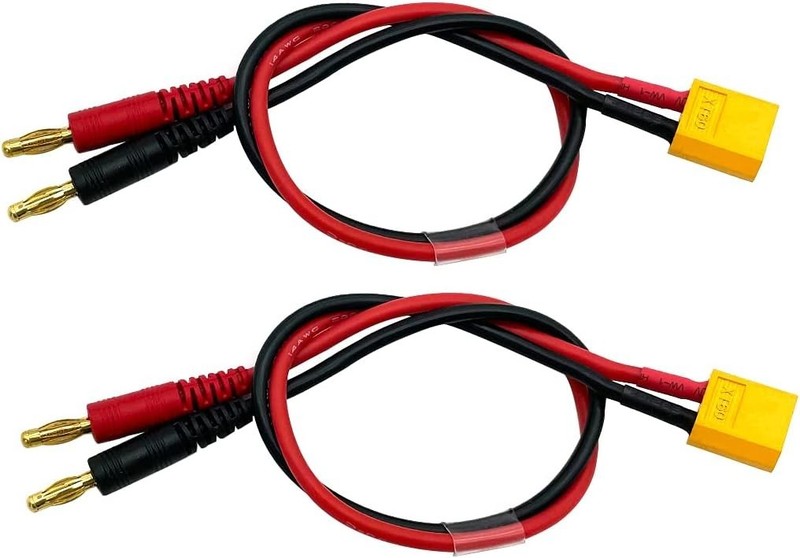 High-Performance XT60 to 4mm Banana Plug Charge Cables - Pack of 2, Tangle-Free gallery