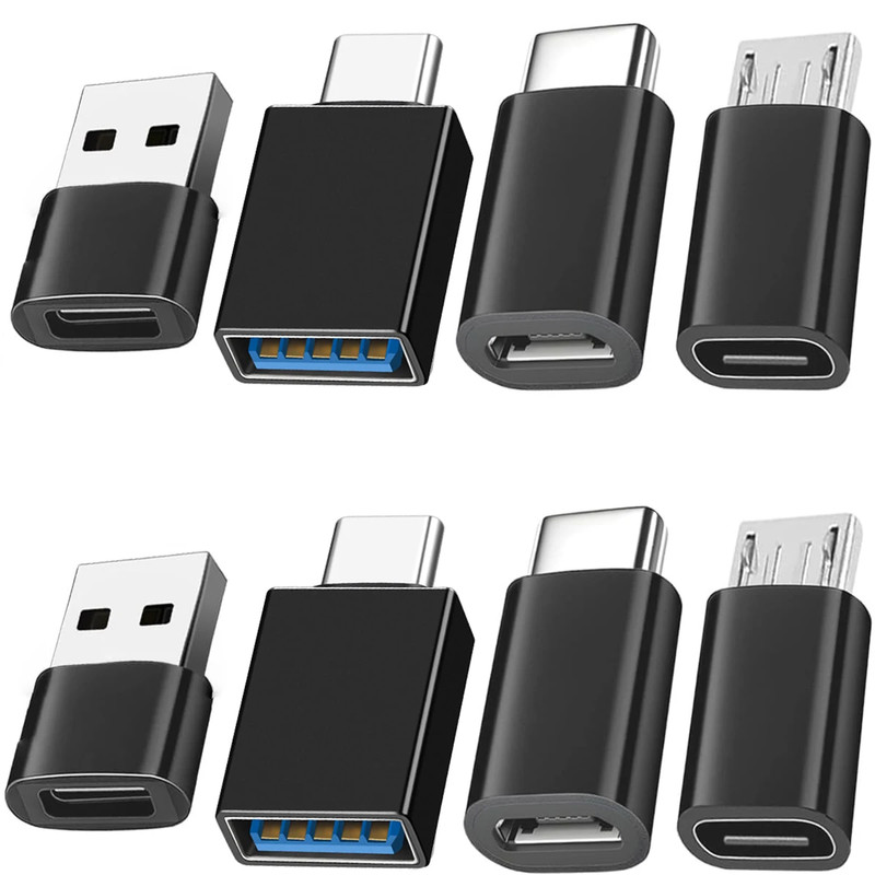 8Pcs USB to USB C Adapter, USB Type C Female to USB Adapter, Micro USB to USB C