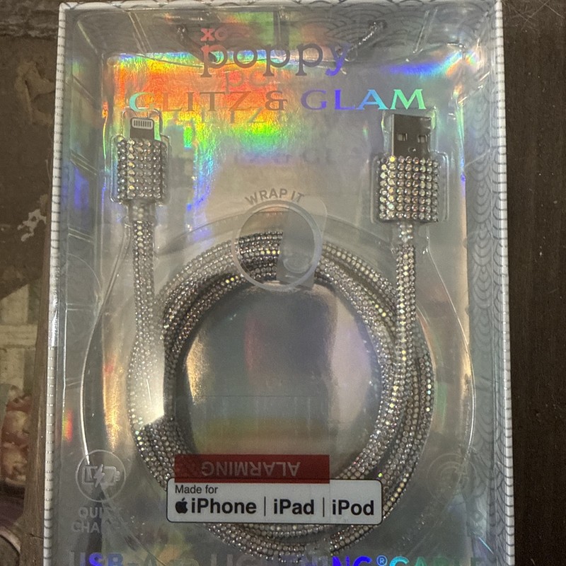 XO Poppy Glitz & Glam USB-A Quick Charging Cable 4’ iPhone iPad iPod