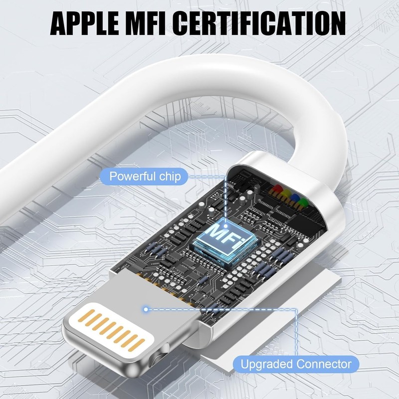 4 Pack Apple CarPlay Cable USB iPhone Charging Cable 3FT Fast MFi White gallery