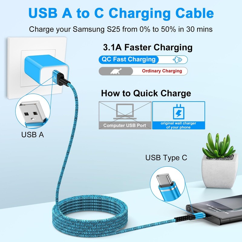 for iPhone 16e Charger Cord 10FT Fast Charging Cable 10FT, Blue Purple gallery