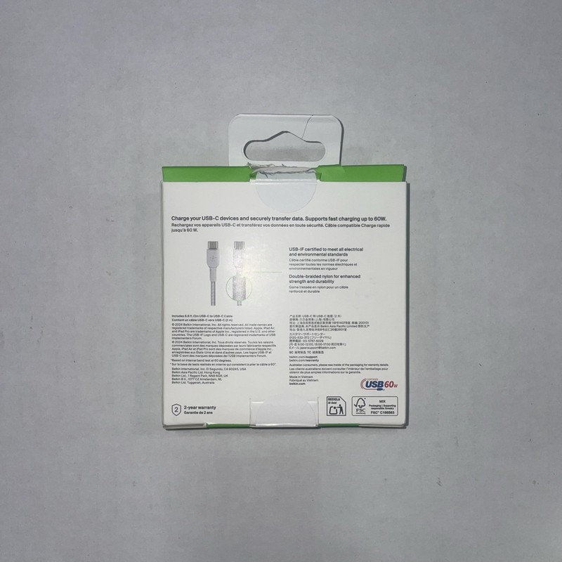 Belkin CAB004bt1MWH Braided 1m USB-C to USB-C Cable - W gallery