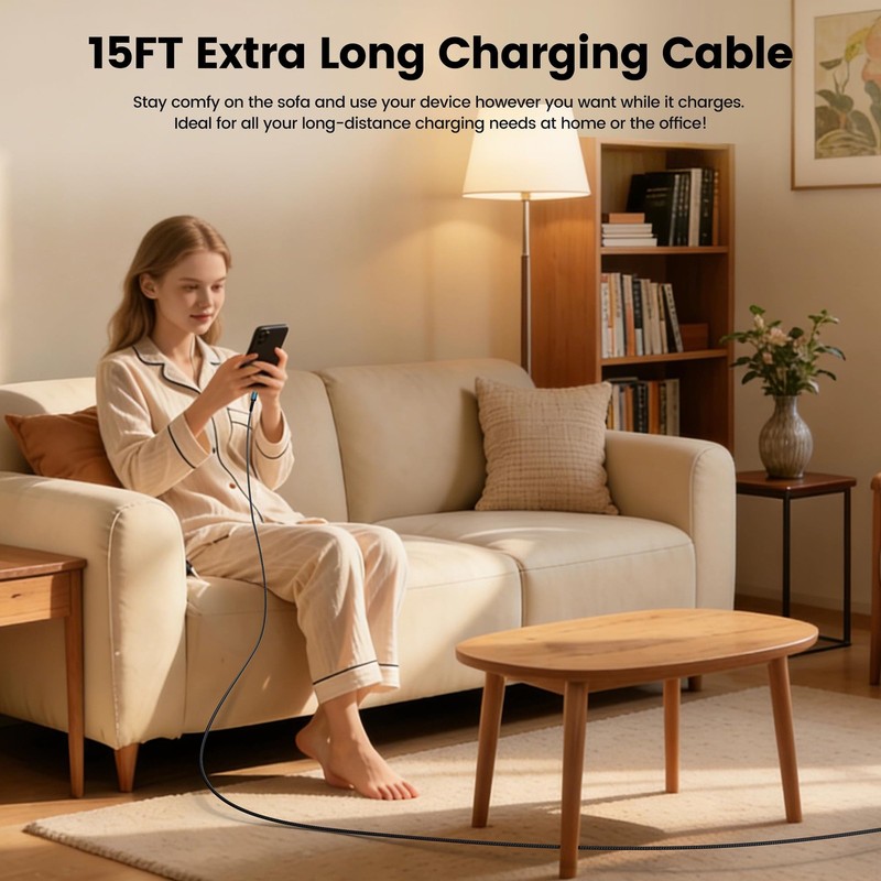 15FT USB C to USB C Cable 240W Fast Charging, Extra Long PD 3.1 Type C Cord, ... gallery