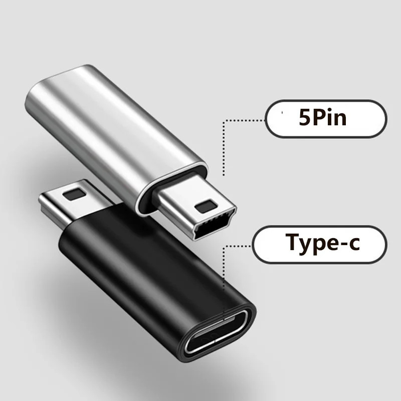 Mini USB to Type C Adapter 5 Pin Male Mini USB to Female USB Type C Data Transfe gallery