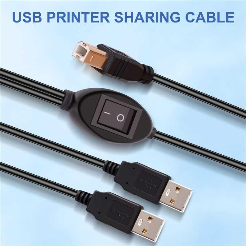 2 in 1 Printer Cable Splitter USB B to Dual USB A Cord For 2 Computer 14.7FT gallery