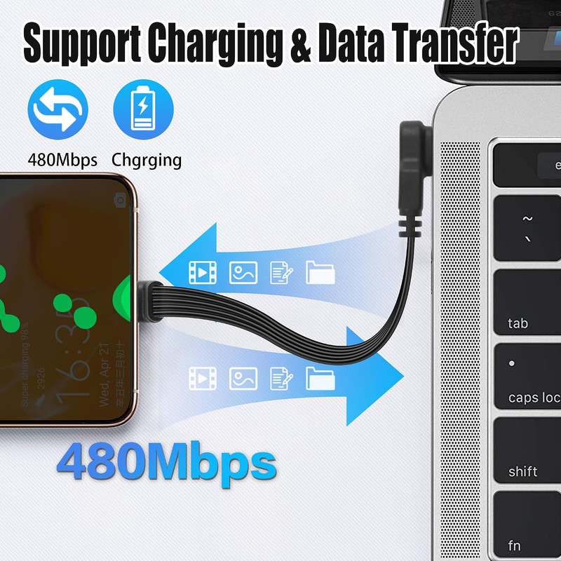 90 Degree USB C to USB C Cable,15Cm/0.5Ft | Right Angle USB C 2.0 gallery