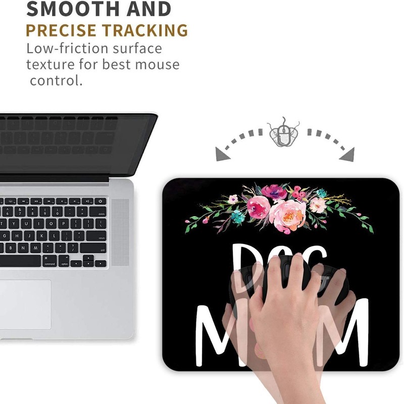 Gaming Mouse Pad and Coasters Set, Dog Mom Floral Design Mousepad, Non-Slip R... gallery