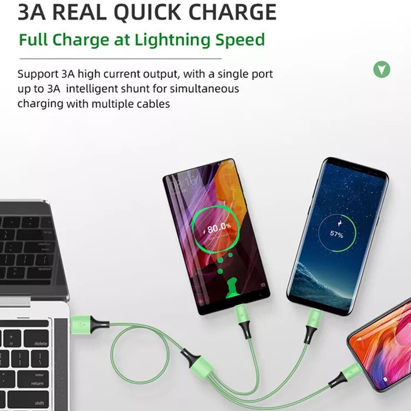 3 in 1 Charging USB Cable Charger Phone Type-C Micro iOS Multi Head ALL Phone ~ gallery