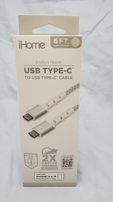 iHome 6ft Durastain USB Type-C To USB Type-C Cable