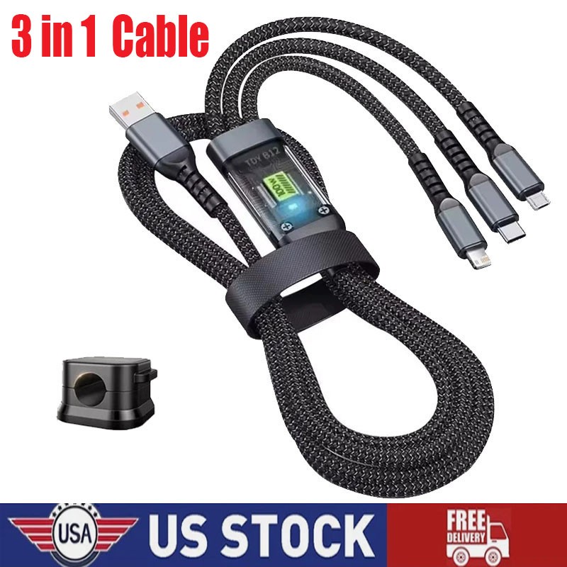 3in1 Fast USB Charging Cable Universal Multi Function iPhone 17 Charger Cord Lot