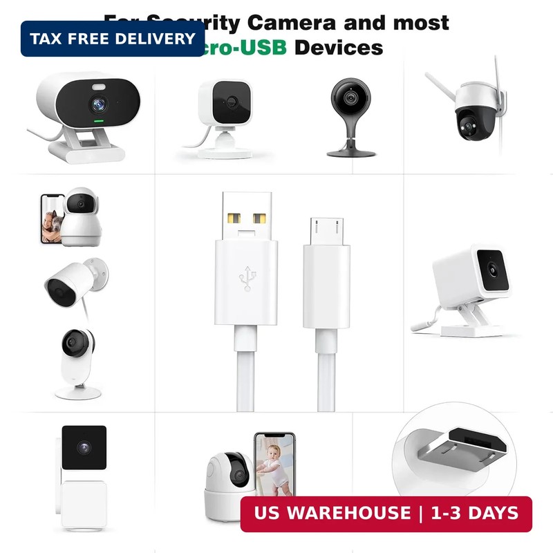 5M/16FT Micro USB Power Extension Cable Compatible with Wyze Cam V3, Wyze Cam Ou gallery