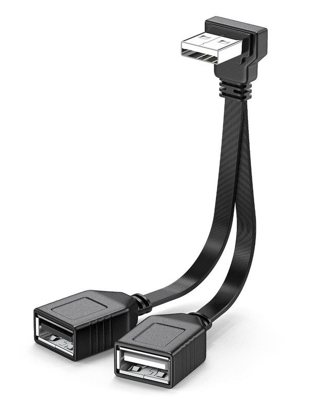 90 Degree UPangle USB 1to2 Extension Cable 4inches/10cm(1 to 2 Female) RightA…
