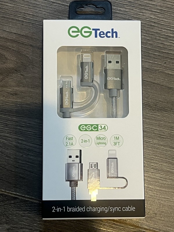 EG Tech 2 in 1 Charging Cable Micro USB w Adapter