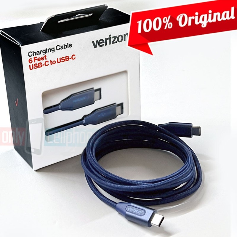 Verizon 6FT Braided Blue USB-C Fast Charge Data Cable for iPhone 15/Pro/Max/Plus