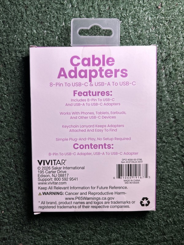Custom Accessories Cable Adapters 2-pack 8-Pin To USB-C & USB-A To USB-C gallery