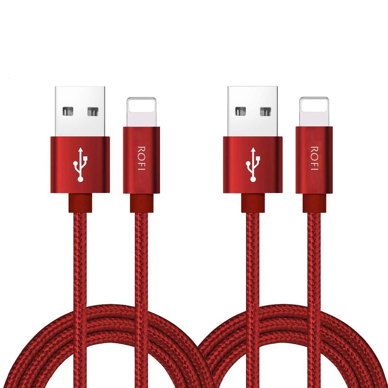 Compatible Phone Cable 2FT 2 Pack Red Nylon Braided Fast Charging USB Cord