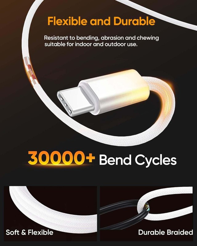 Long USB C to USB C Cable 15 FT (2-Pack，220W, Data 480M), Braided Fast Charin... gallery