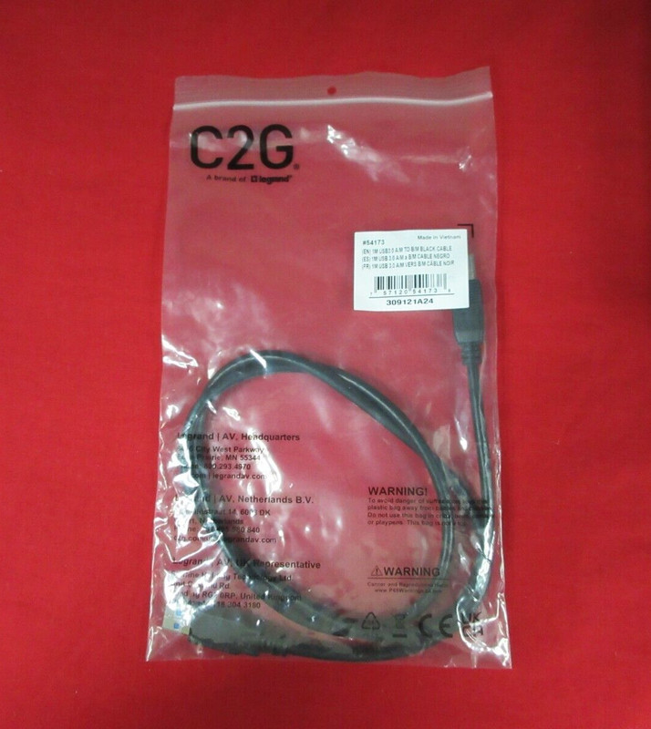 NEW C2G USB3.0 A/M TO B/M BLACK CABLE 54173 309121A24