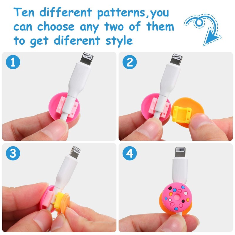 Phone Charging Cable Protectors Cute Cord Saver USB Charger Various 40 Pack gallery