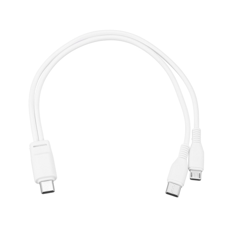 Multi USB Type C Male to Micro USB and USB Type C 2 in 1 Splitter 8”, White