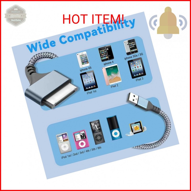 LBSC USB to 30 Pin Charger Cable Compatible with Old iPhone 4/4s/3G/3GS,Old iPad gallery