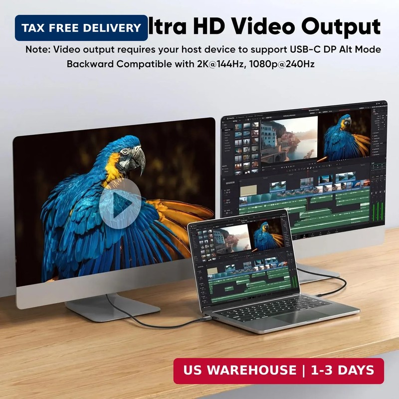 USB C Monitor Cable 15ft, 4K@60Hz Video Display Long USB-C 3.2 Gen 2 Cord, 100W gallery