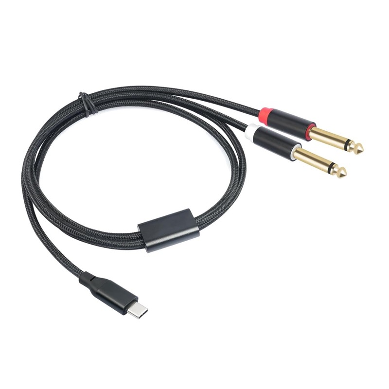 USB-C to Dual 6.35mm TS Audio Cable 6.6FT Studio-Grade Digital to Analog Adapter