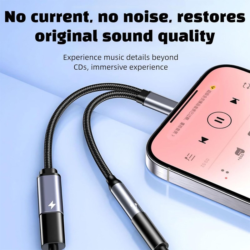 2 in 1 Type-C USB C to 3.5mm AUX Audio Headphone Jack Adapter Charger Cable New gallery