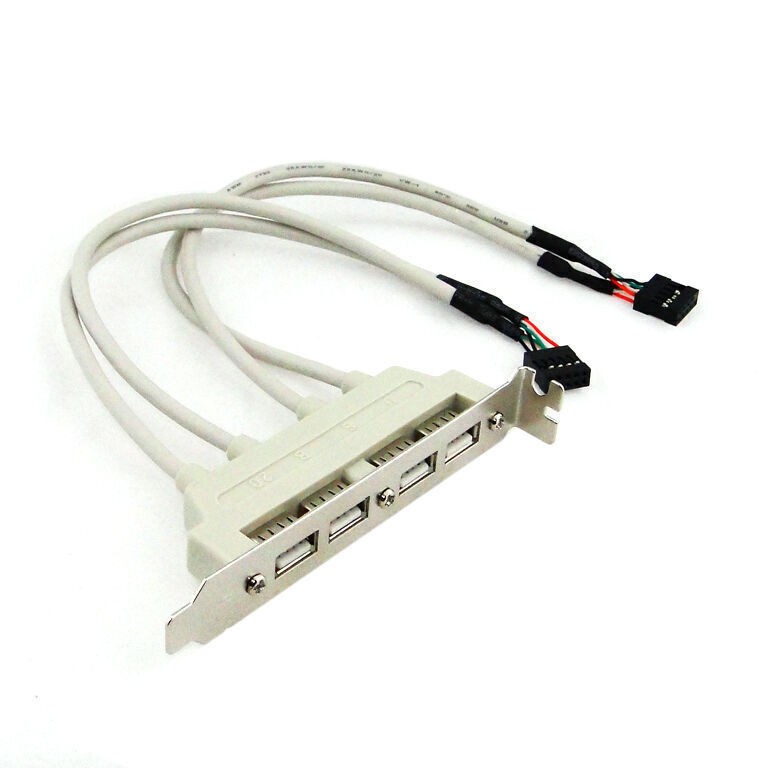 NEW PCI 4 PORTS USB 2.0 Female Screw to Motherboard 9p Header cable with Bracket gallery