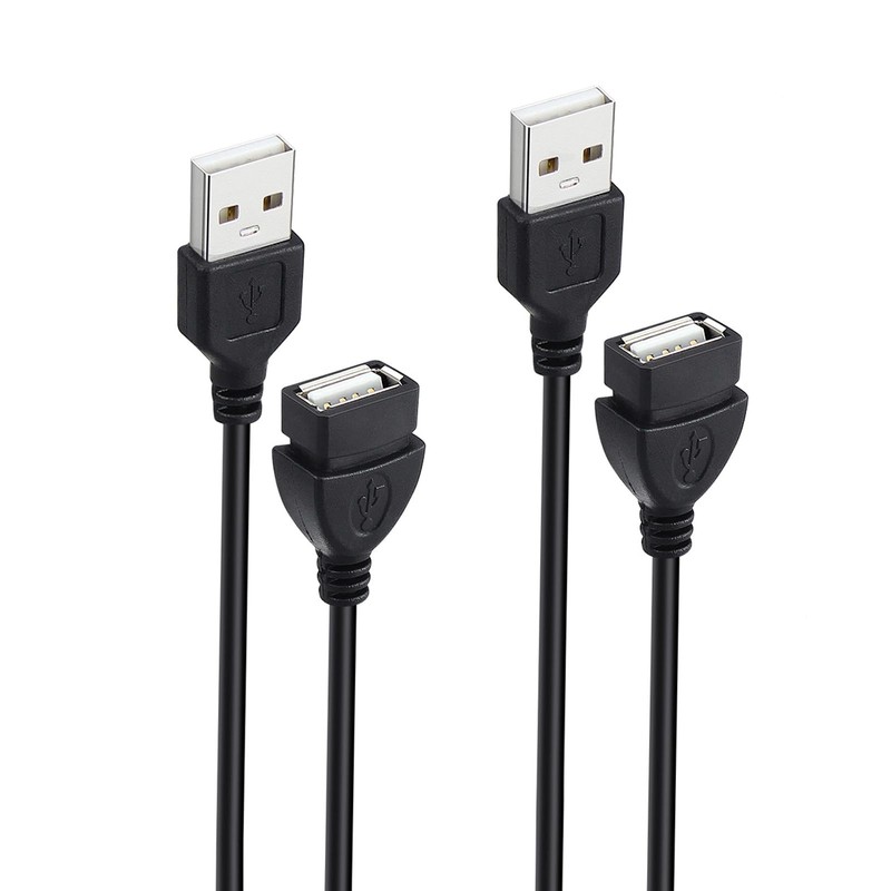 2-Pack 5 ft USB-A 2.0 Male to Female Extension Cable Extender Cord for Devices