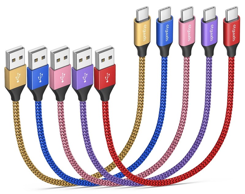 Short USB C Cable 1ft, 5-Pack USB to USB C Charger Cable, Fast Charging Cord …