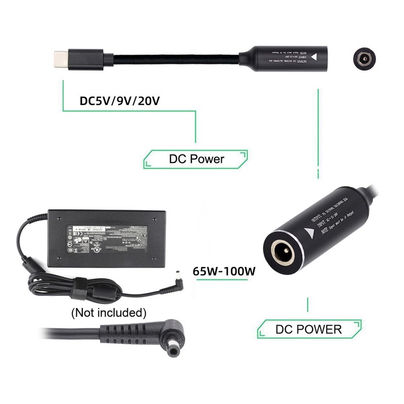 Cable DC 20V Jack 5.5x2.5mm Input to USB--Output 90 Degree Right Angled Power... gallery