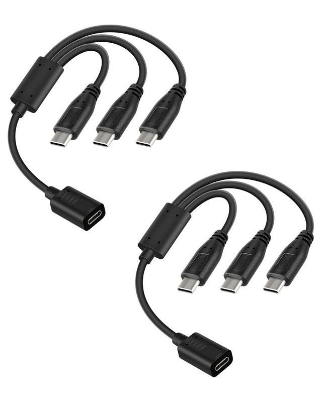 2 PCS USB C Multi Charging Cable 5V/3A Splitter 1 In 3 Out Type C 30cm